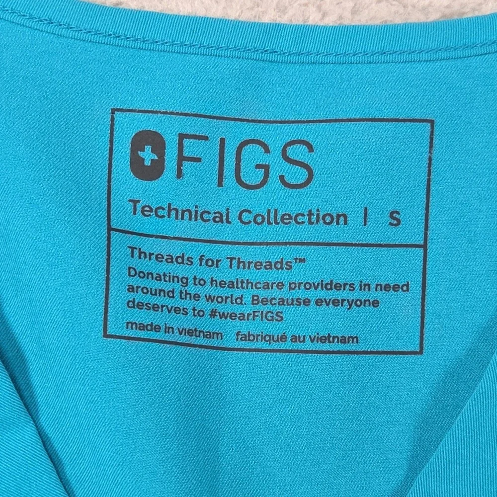 FIGS Technical Collection Scrub Set Womens S Casma Top Yola Pants Blue Cyan